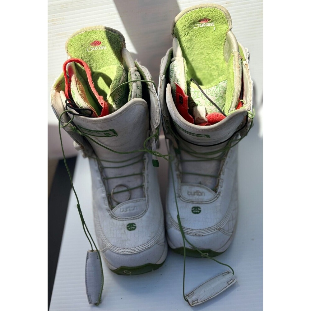 Burton Women's Supreme Imprint 4 Snowboard Boots Size 7.5‎ White & Green Shoes